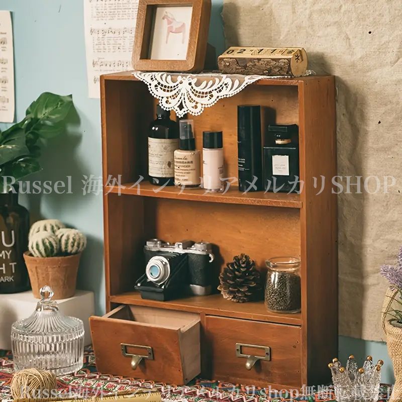 ディスプレイシェルフ 収納キャビネット ヴィンテージ レトロ調