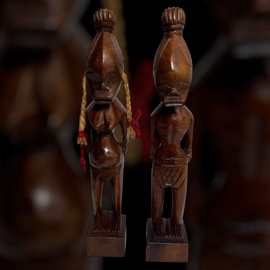 アフリカ 木彫り人形 男女ペア 民芸品 マラウイ 彫刻 インテリア