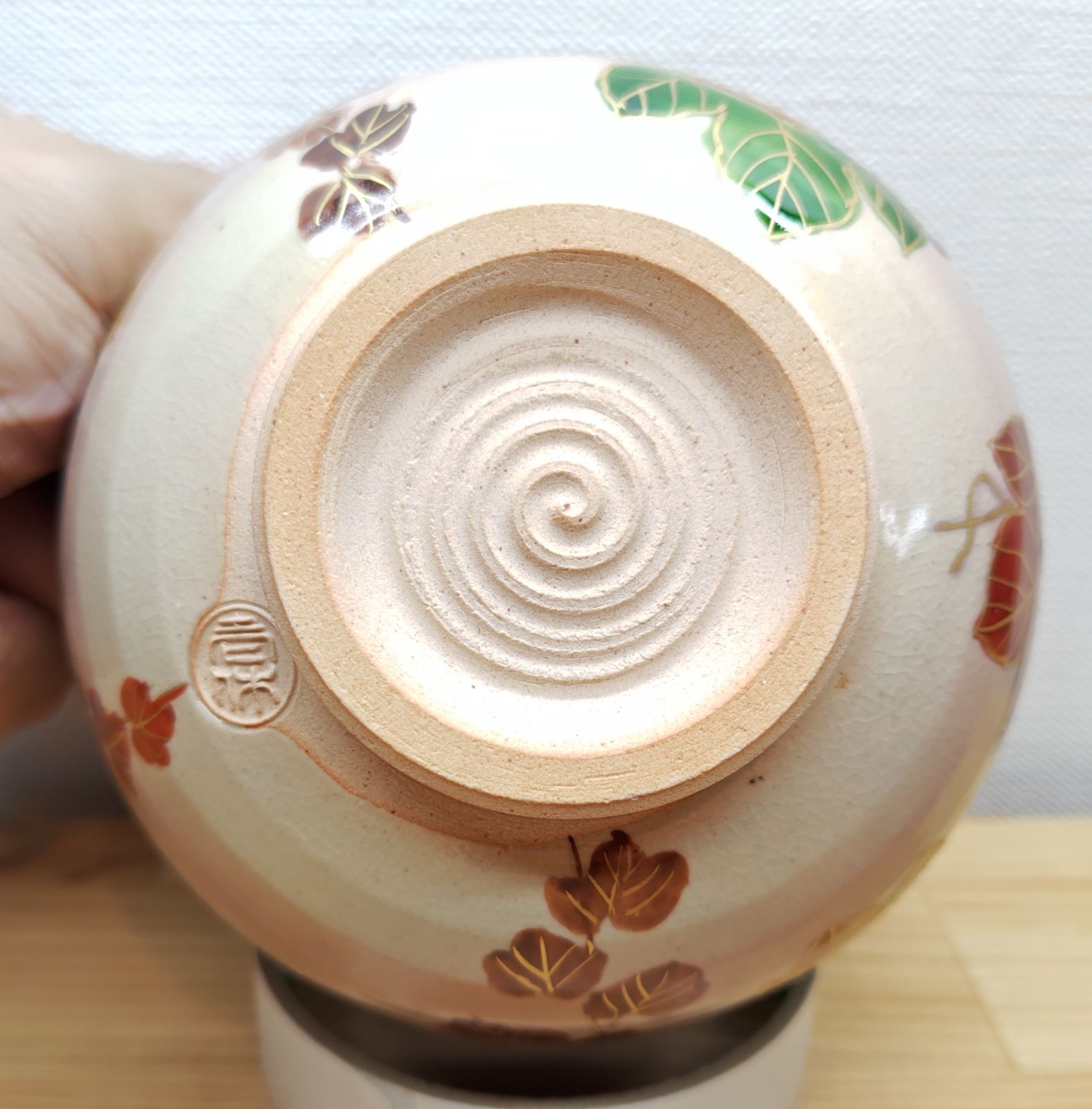 逢絢亭・新品】茶道具 茶碗 京焼 乾山 赤蔦の絵 内黒塗 壱休窯 共