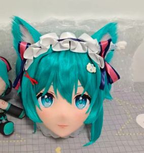 新品 未使用【鍵付全頭面】ネコ ミク 着ぐるみ マスク 美少女 kigurumi