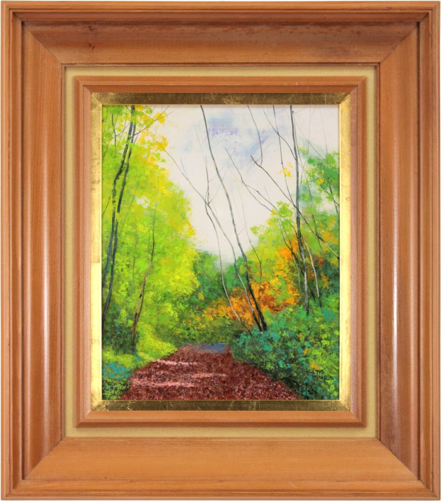 油絵と額。北村 巌作？サインあり。裏に記名も。 油絵と額。北村 巌作