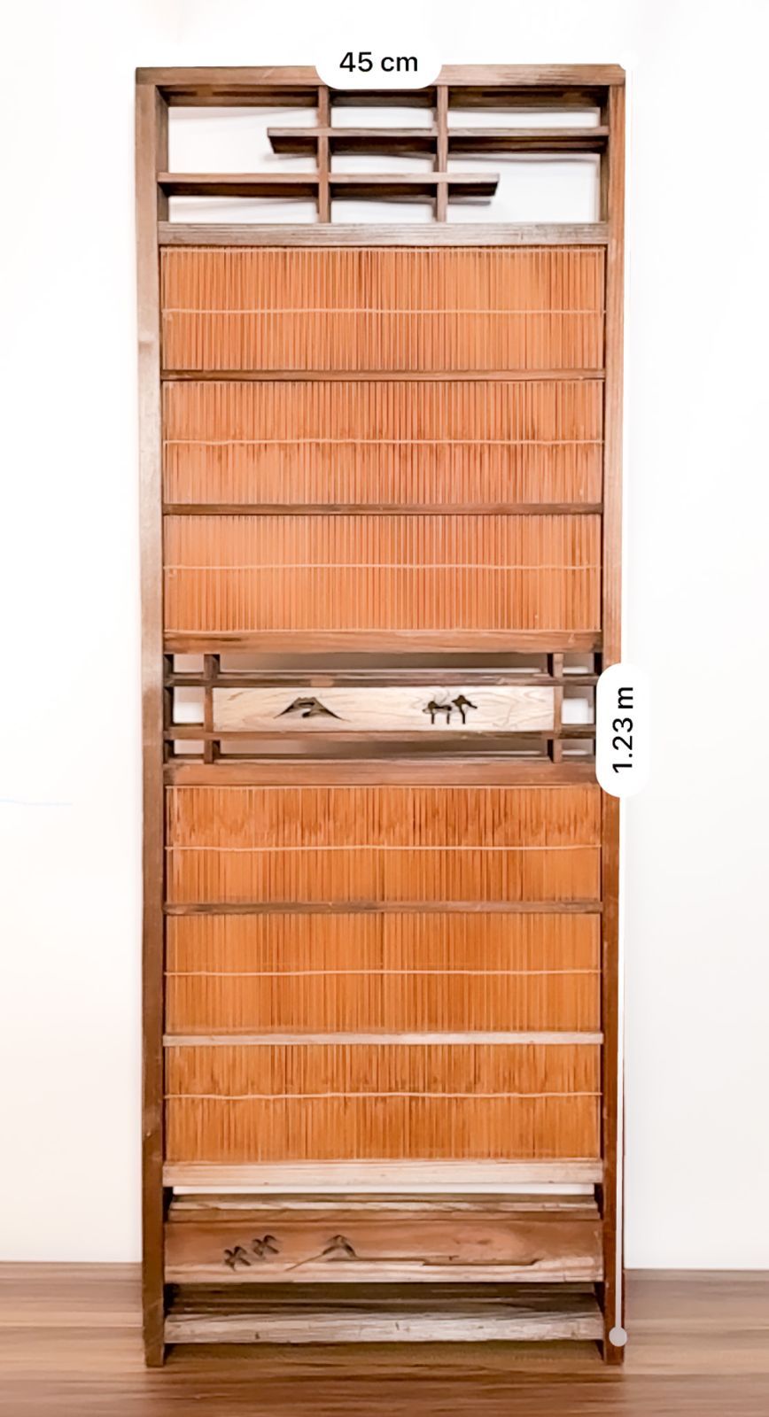 昭和レトロ 木製衝立 4連パーテーション 透かし彫り入り - メルカリ