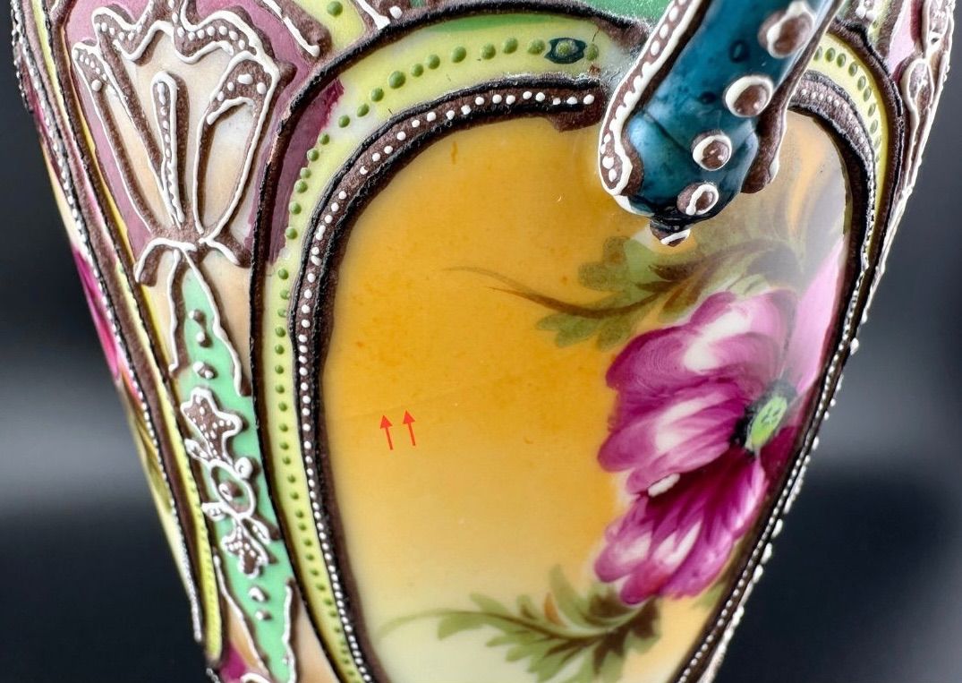 希少】初期オールドノリタケ 花瓶 マルキ印 明治期 里帰りアンティーク