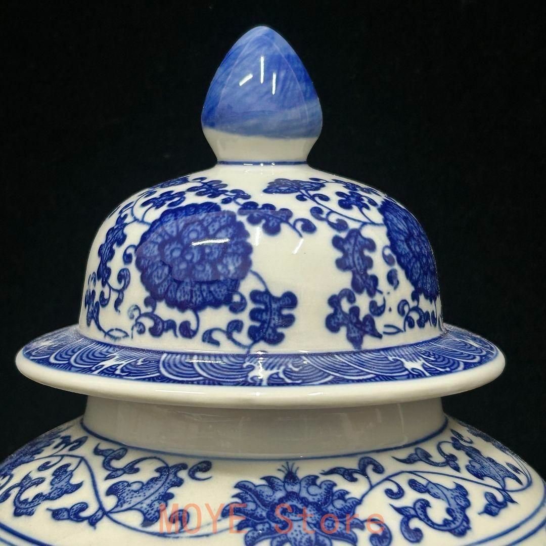 青花五彩着花竜紋蓋缶 景徳鎮 陶磁器 装飾品 現代工芸品 美術品 置物