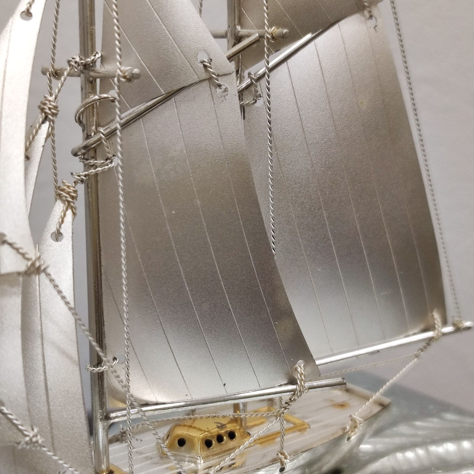 銀製ヨット 金属工芸 985刻印 シルバー ガラスケース入り 外箱付 2本