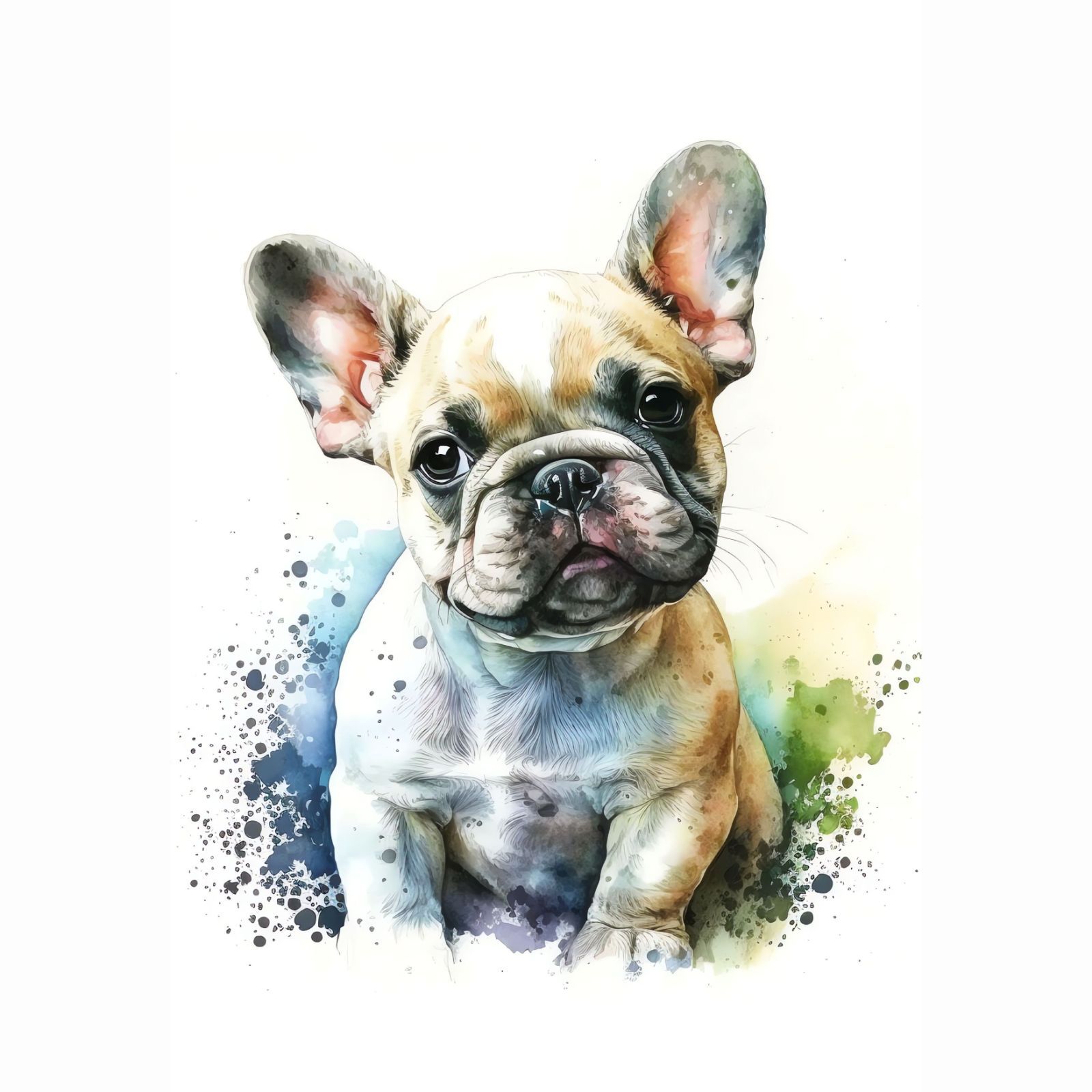 フレンチブルドッグ 犬アート インテリアポスター 水彩 いぬの絵