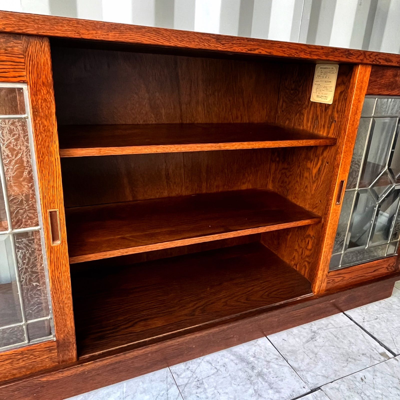 取付無料！三越家具 ブルージュ 天然木ステンドグラス扉アンティーク