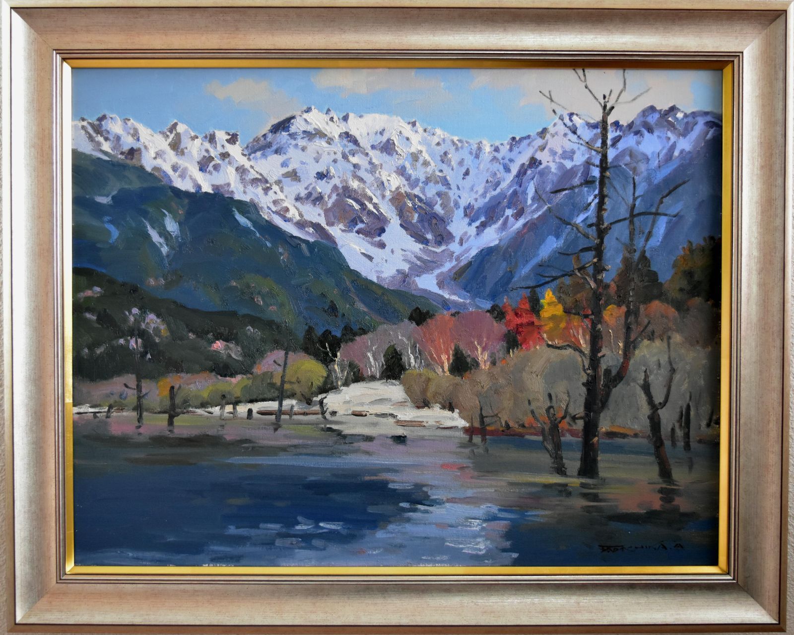 赤羽忠親 「上高地秋景」 風景画 油彩 P15号 真作保証 安曇野風景画