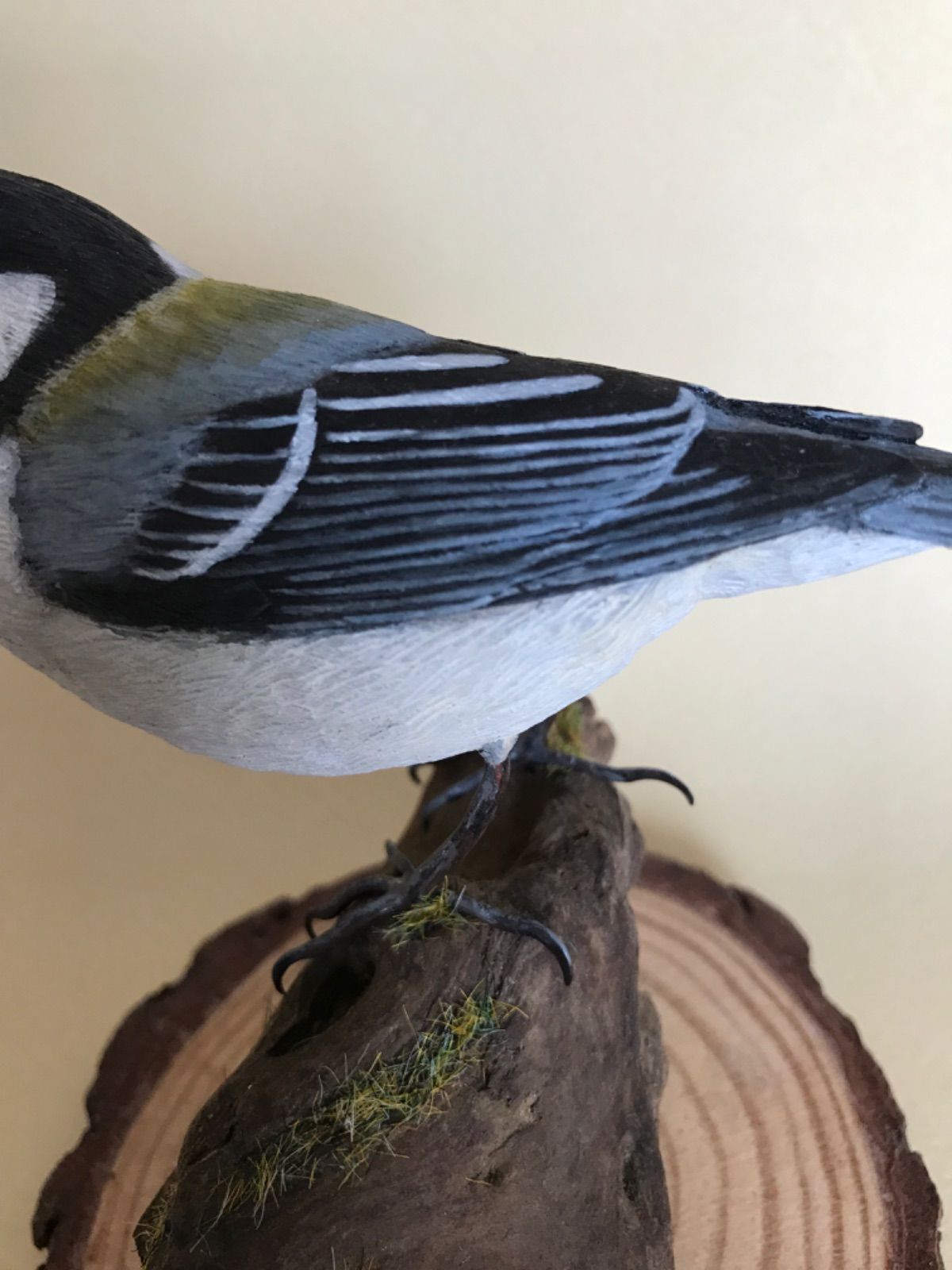 バードカービング（木彫りの鳥）身近な鳥たち シジュウカラ ♀メス