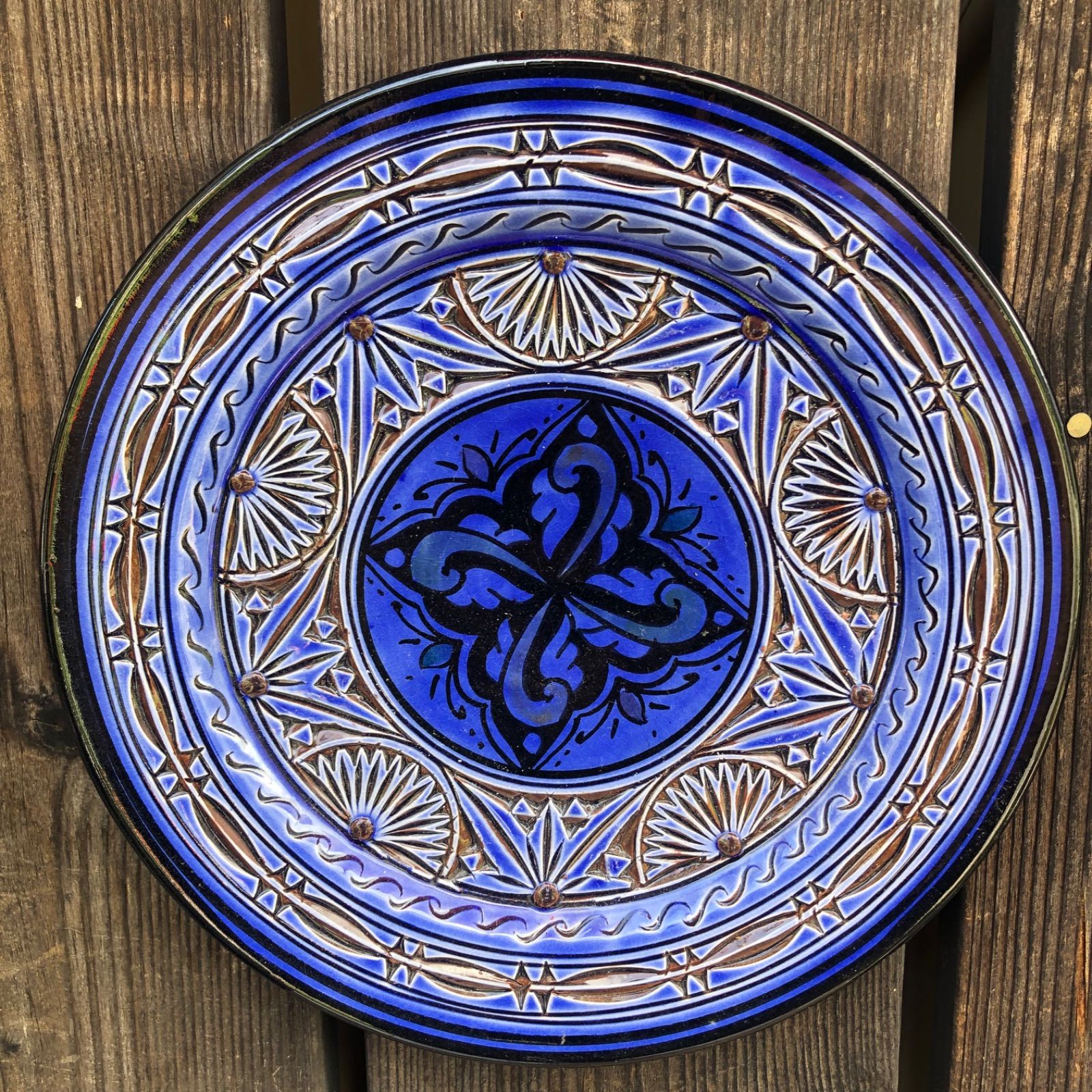 モロッコ陶器 サフィの絵皿 爽やかブルー - メルカリ