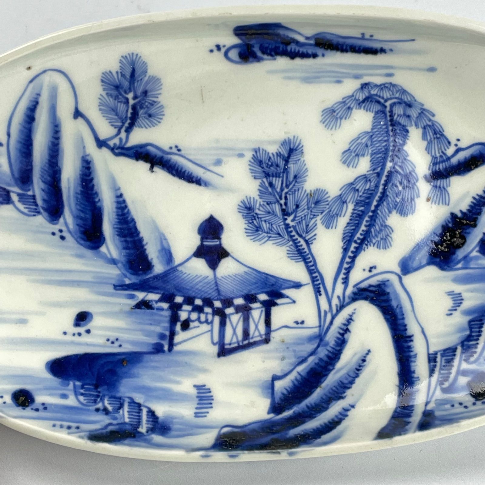 636 染付 山水 古伊万里 伊万里焼 骨董 アンティーク 長皿 3枚セット