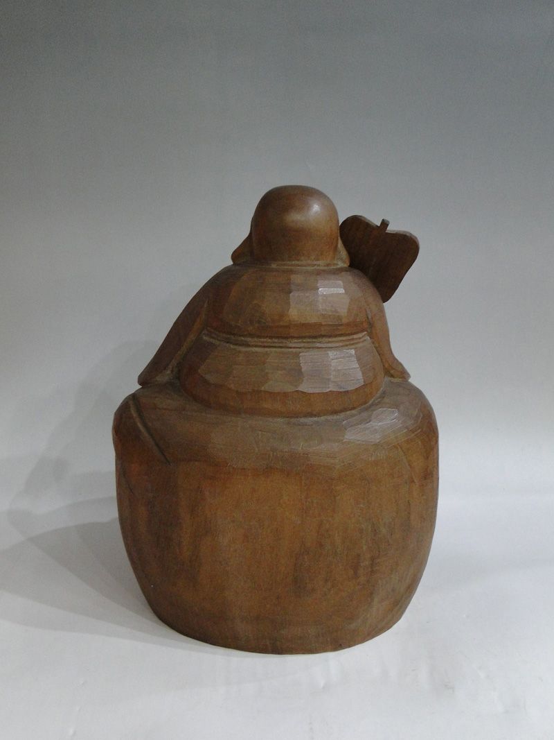 2025 _特！！ 木彫 布袋様座像 弥勒菩薩 飛騨高山彫刻 30cm 08/2_5