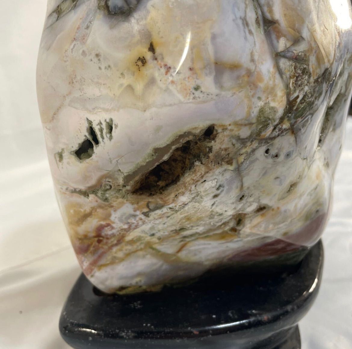 瑪瑙 メノウ 鑑賞石 天然石 自然石 原石 置物 台座付 総重量約10.5kg