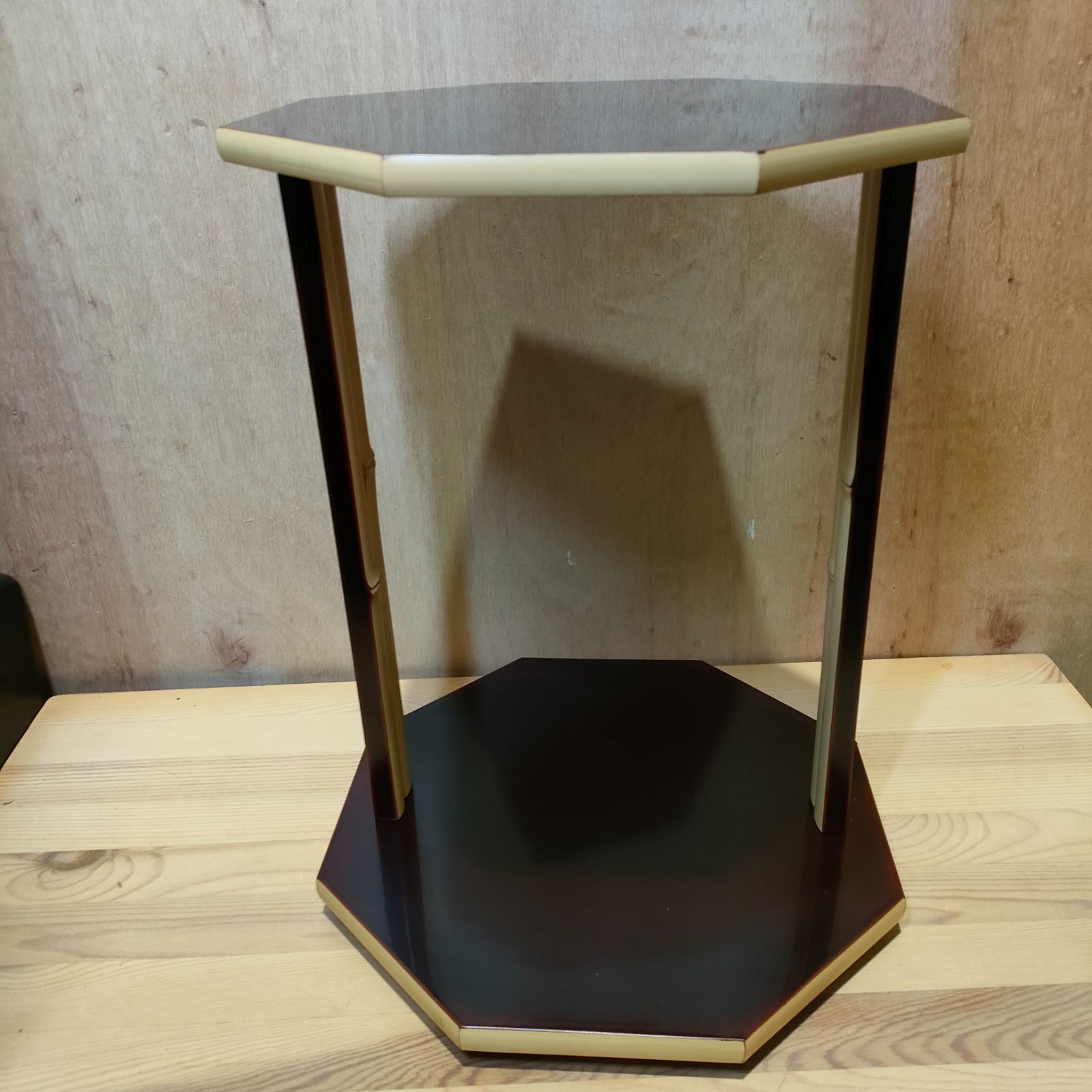 12-1【共箱入り・美品】竹寿棚 茶道具 茶道 表千家 裏千家 八角形 二本