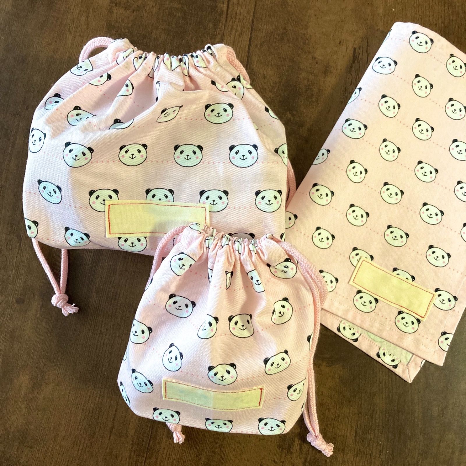 入園準備】お弁当袋 コップ袋 ランチョンマット 3点セット パンダ柄