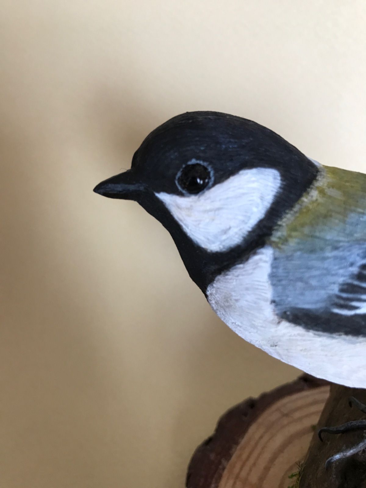 バードカービング（木彫りの鳥）身近な鳥たち シジュウカラ ♀メス