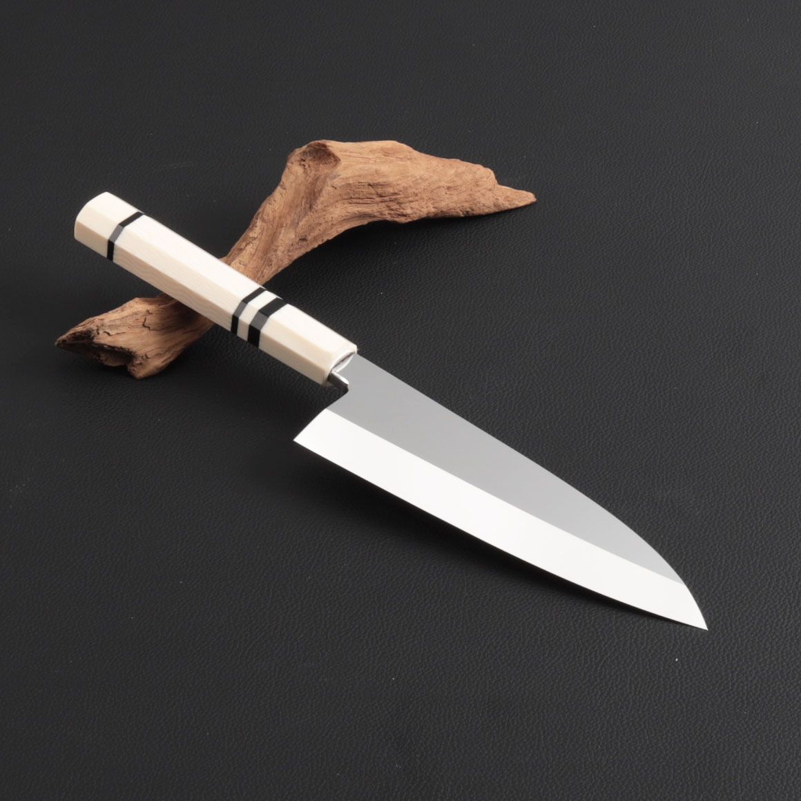 出刃包丁 6寸（刃渡り180mm）通常鏡面仕上げ 本刃付け 八角柄 和包丁