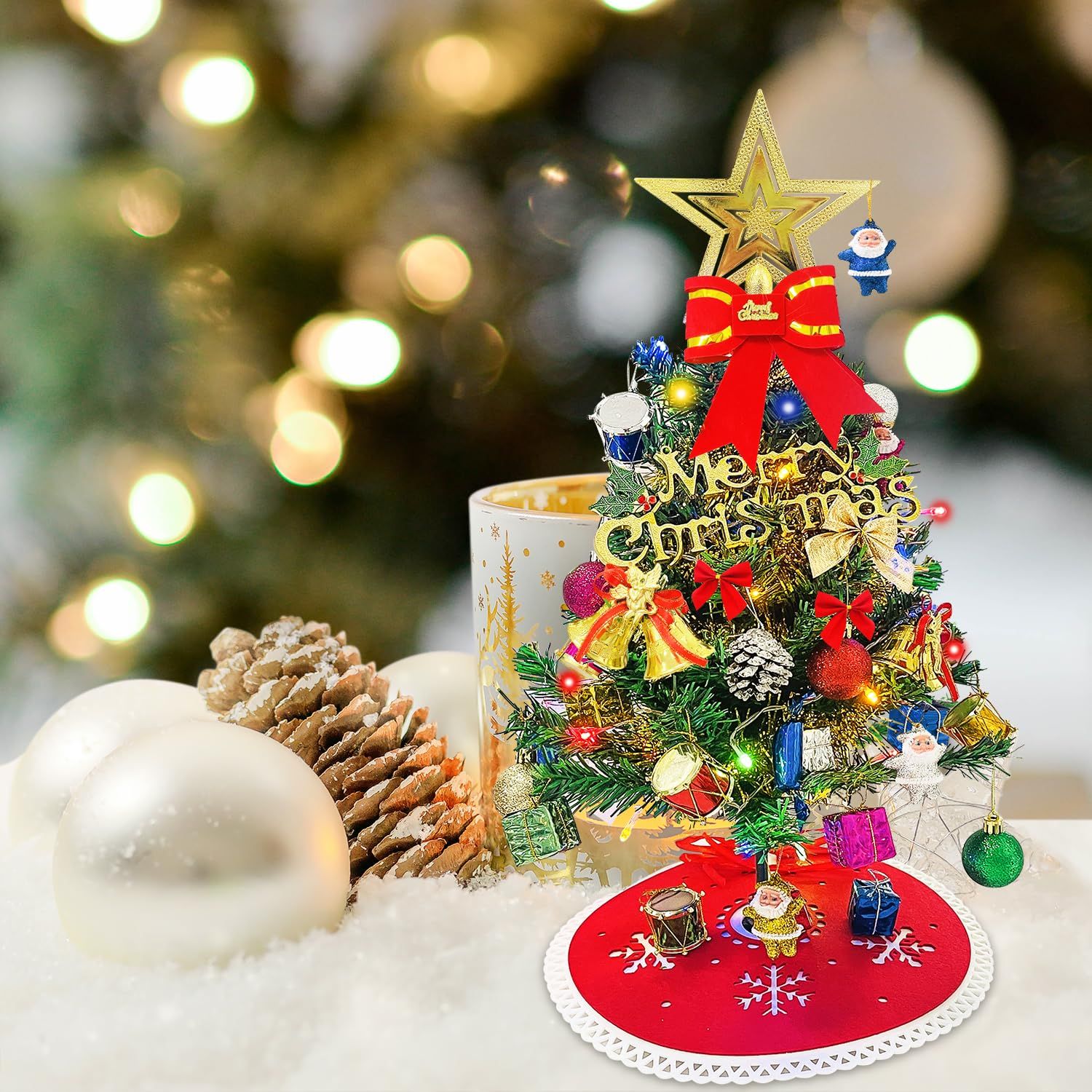 数量限定】Sutekus 卓上 クリスマス ツリー 電飾つき セット かわいい