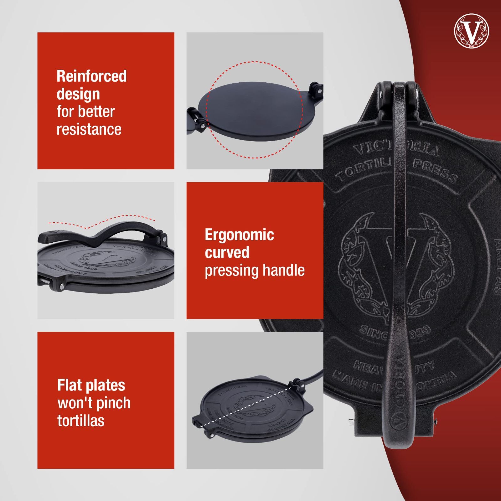 VICTORIA】 HD10インチ トルティーヤプレス 25cm 鋳鉄 【 日本正規品
