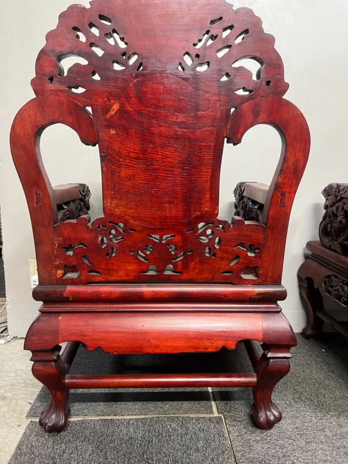 ⭐︎ 送料込み 中国家具 大理石椅子 手彫り 当時物家具 座緑