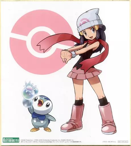 中古】紙製品 ヒカリ＆ポッチャマ ありがひとし氏イラスト色紙