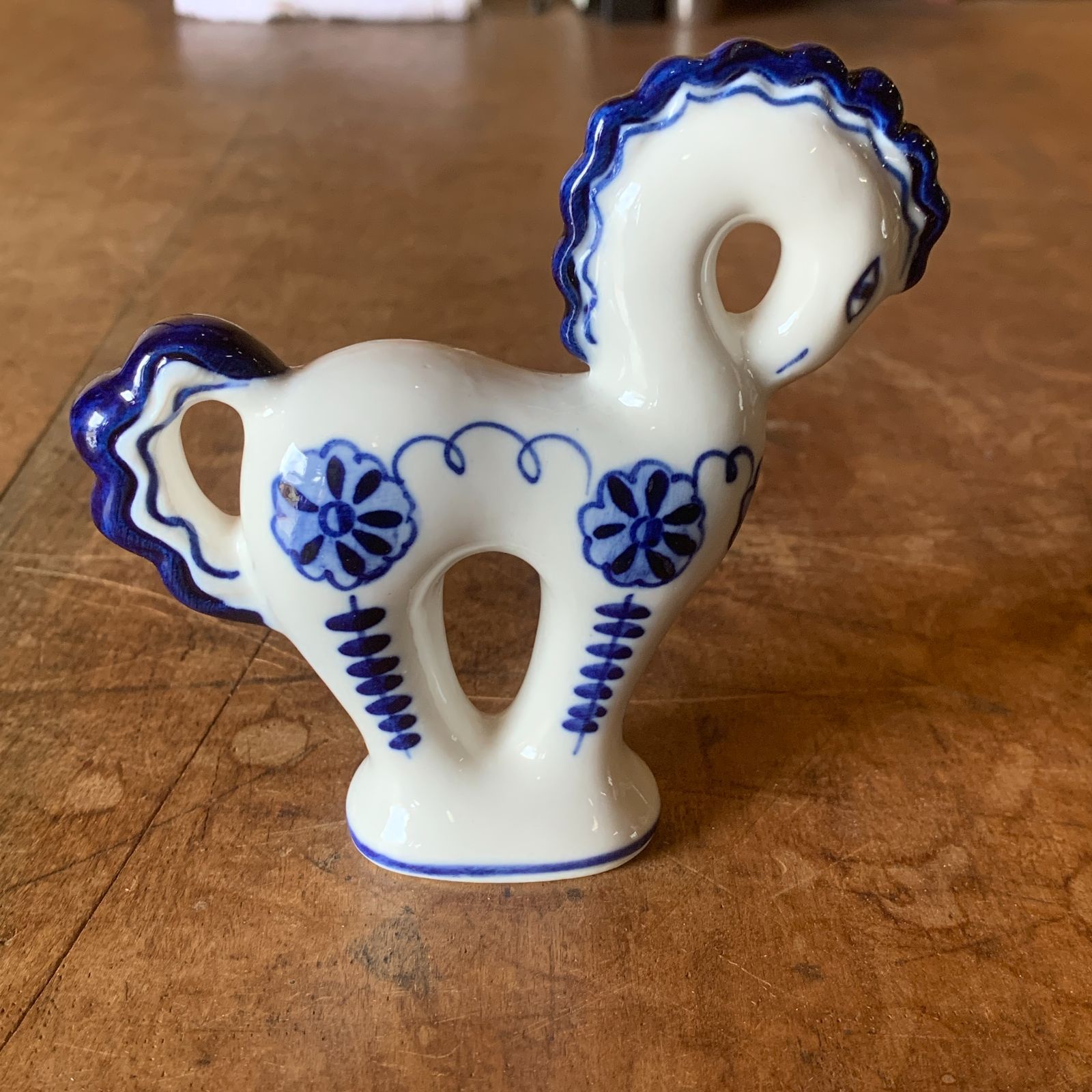 ロシア グジェリ焼 置物 陶器 オブジェ 馬 ホース ソビエト /HM-0088