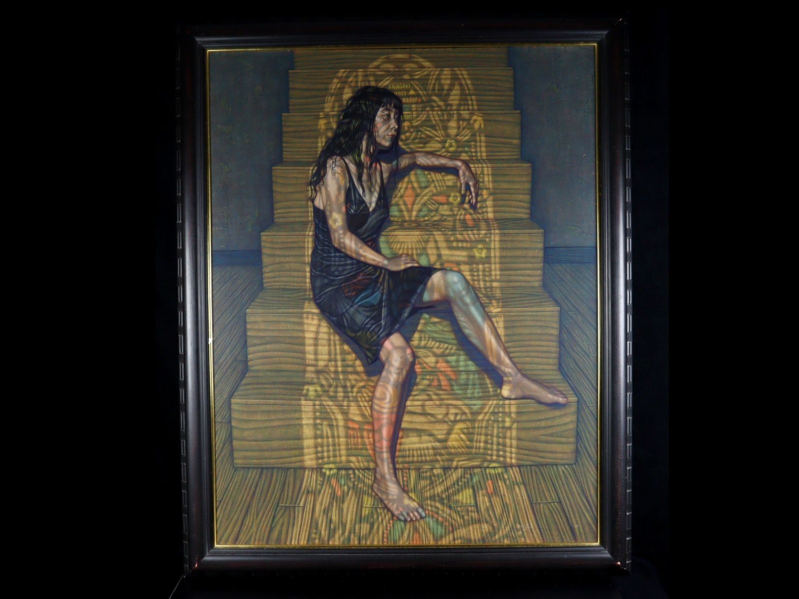 ▽ 稲垣考二 「陽のあたる階段」 肉筆油彩50号 特大 1990年 1991年個展