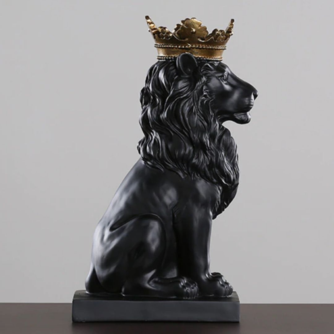 置物 クラウン キングライオン ホワイトorブラックorゴールド 選べる3