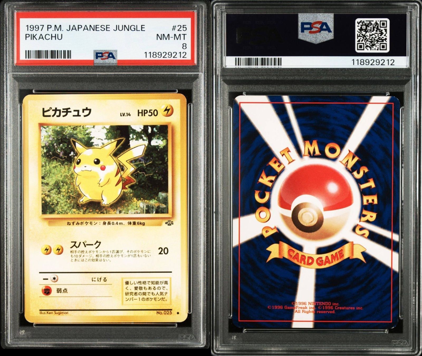 ピカチュウ ○】PSA8 旧裏 ポケモンジャングル ポケモンカード PSA鑑定