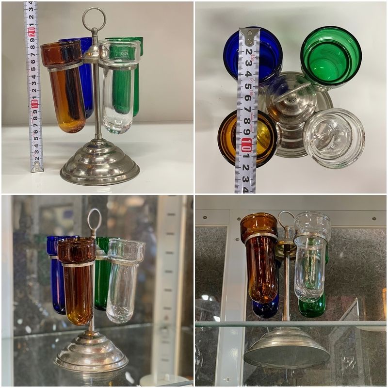 昭和レトロ 薬瓶スタンド シカン瓶 回転式 シカン瓶スタンド 鉗子立て