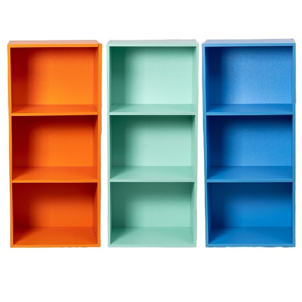 カラーボックス3段 3個セット（オレンジ/ミントグリーン/ブルー）本棚