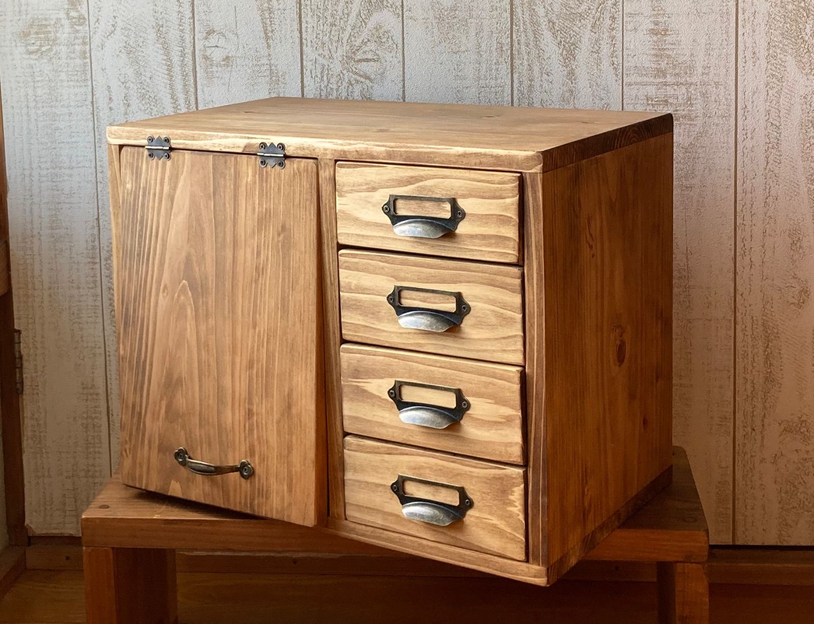 サイズ、デザインオーダー可！6段スリムキャビネット○シャビー