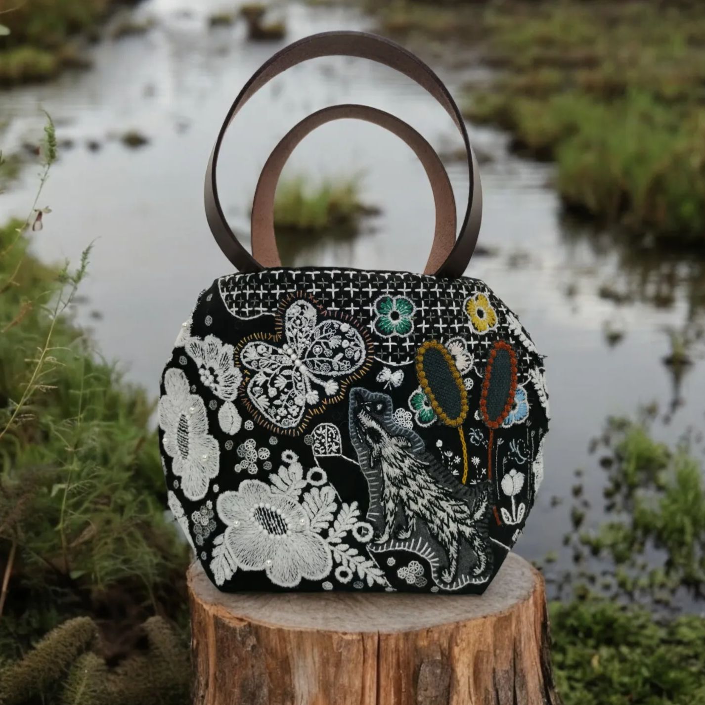 ハンドメイドトートバッグミナペルホネンforest wing 刺繍267