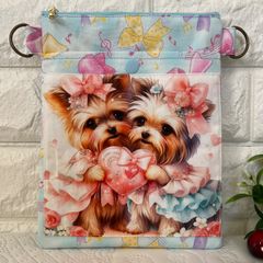 141]可愛いマルチーズフラットポーチ・ハンドメイド パネル生地 - メルカリ