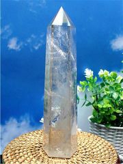 約：1020g 253mm AAA級☆天然レインボーフローライト(蛍石) 六角柱