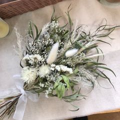 Natural＊ころころミモザとかすみ草のリース☆ミモザリース☆ドライ