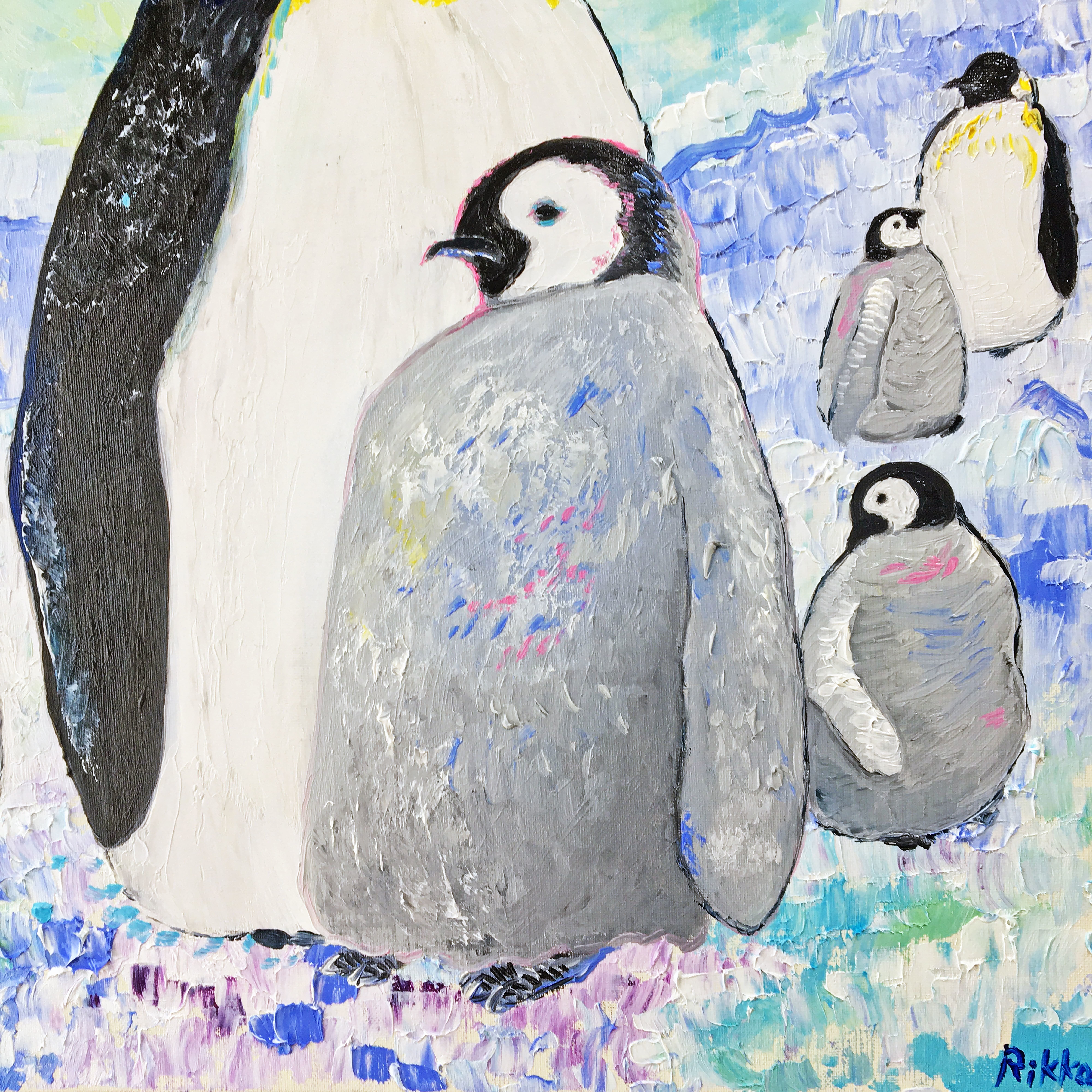 油絵「皇帝ペンギン」｜芸術 絵画｜雨星立夏 Rikka Amahoshi / 絵画