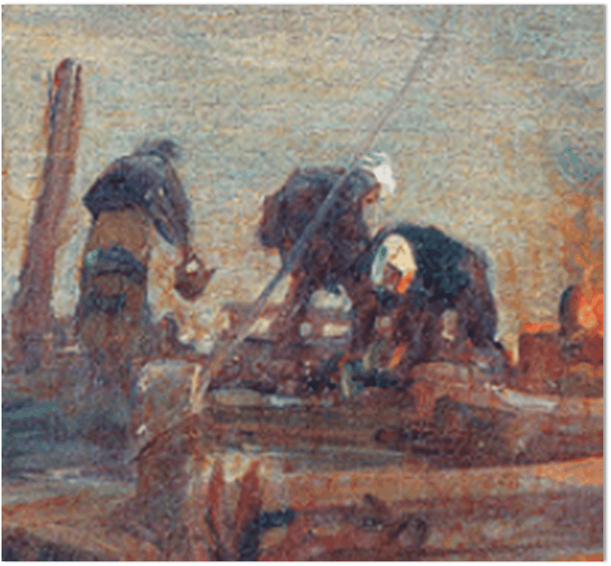 青木繁【月下滞船】、年代物、希少画集画、状態良好、新品高級額装付