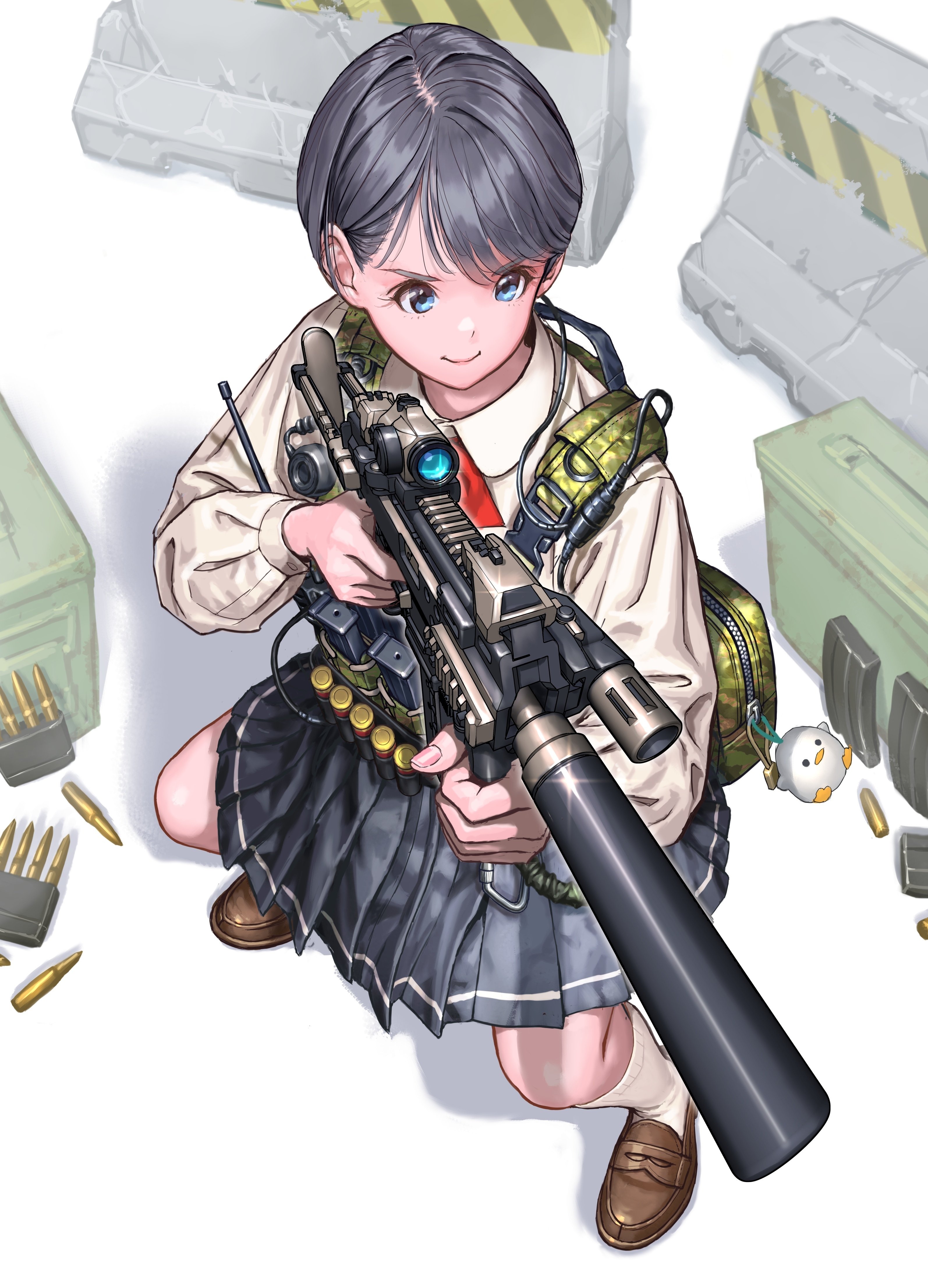 絵日記】2枚目/銃✖︎学生服イラコン3日目【完成｜マエコ