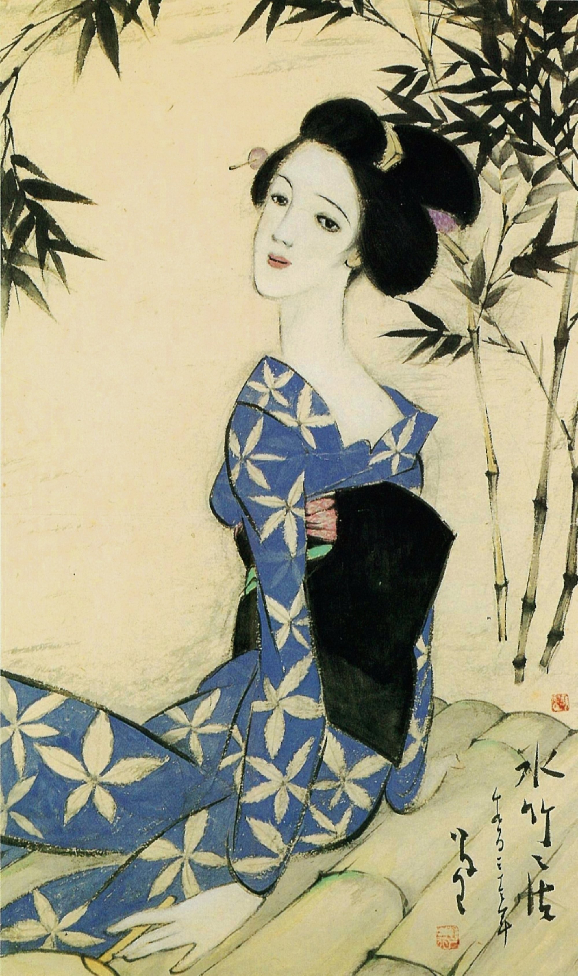 大正ロマンの象徴・竹久夢二が描く華奢で優美なシルエットの美人画に