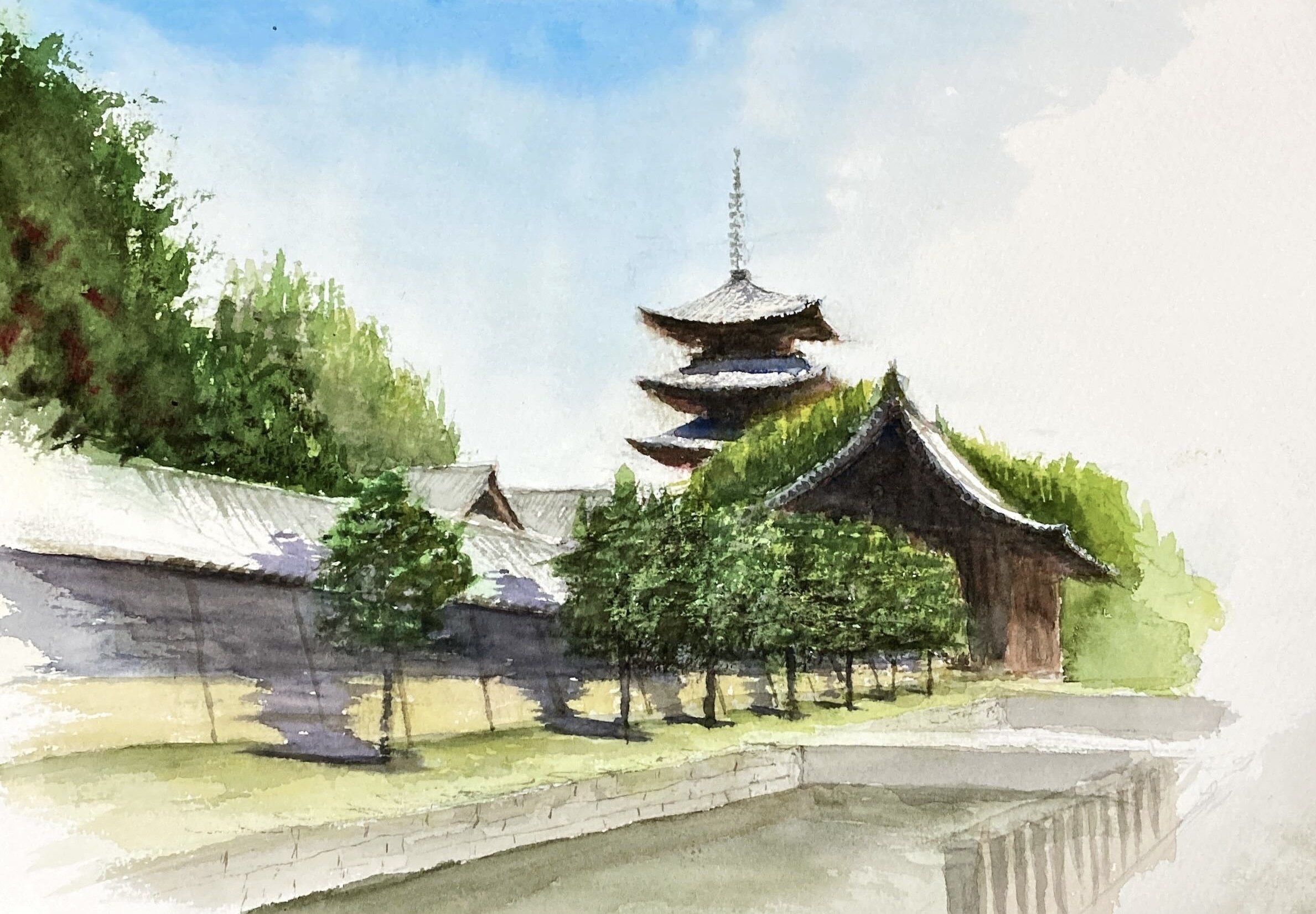 水彩画(76)：京都は東寺｜tatatotoya