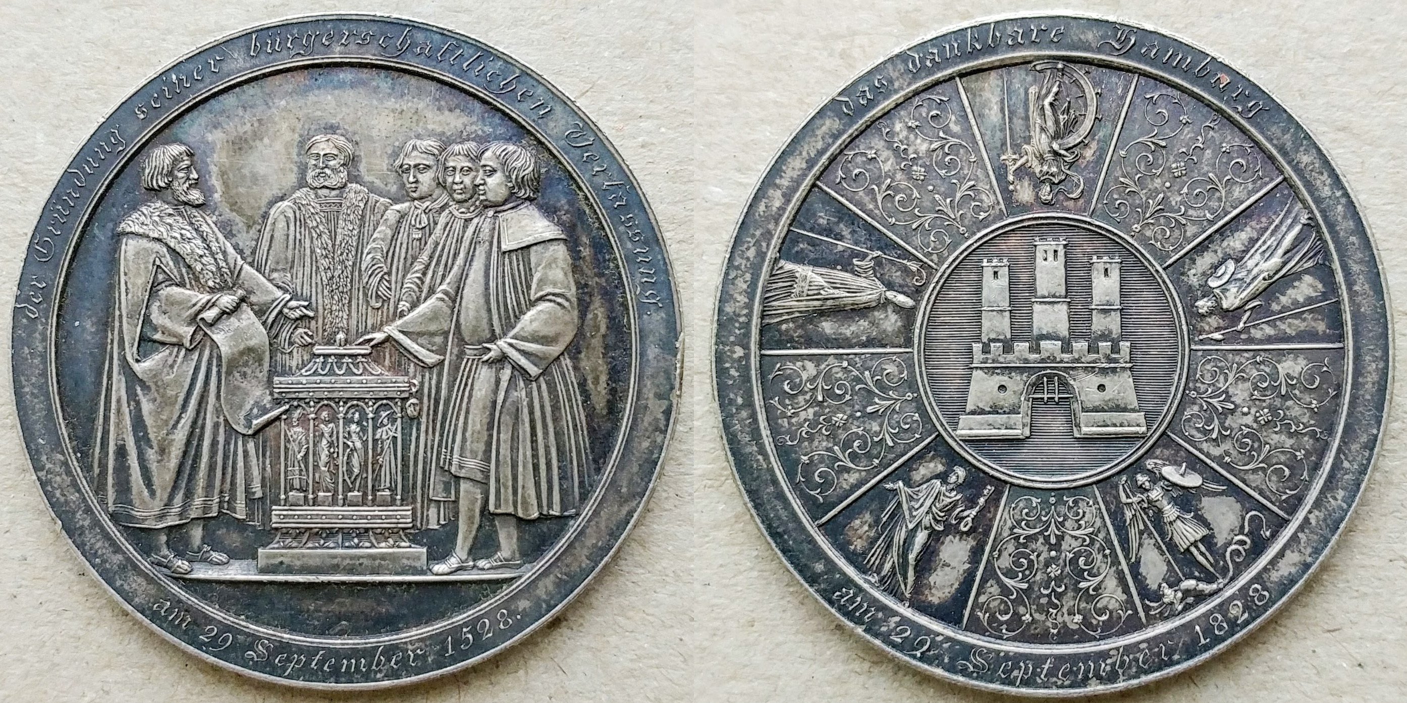 1828年 ハンブルク バンクポルトガレッサー 市民憲章制定300周年 (1828