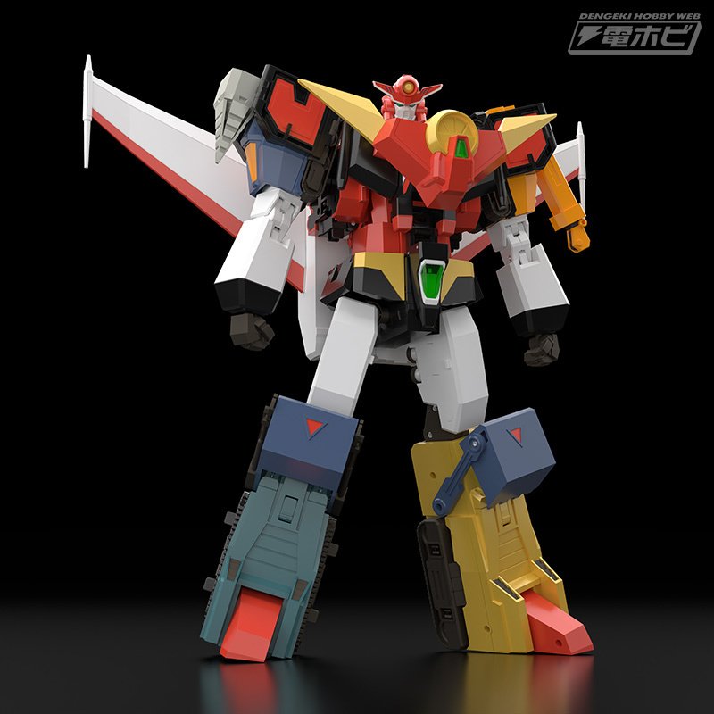 アニメ『勇者特急マイトガイン』より、カイザーキャリアが完成品合体