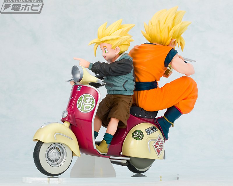 鳥山明氏が描いた、バイクで出かけているふたりを再現