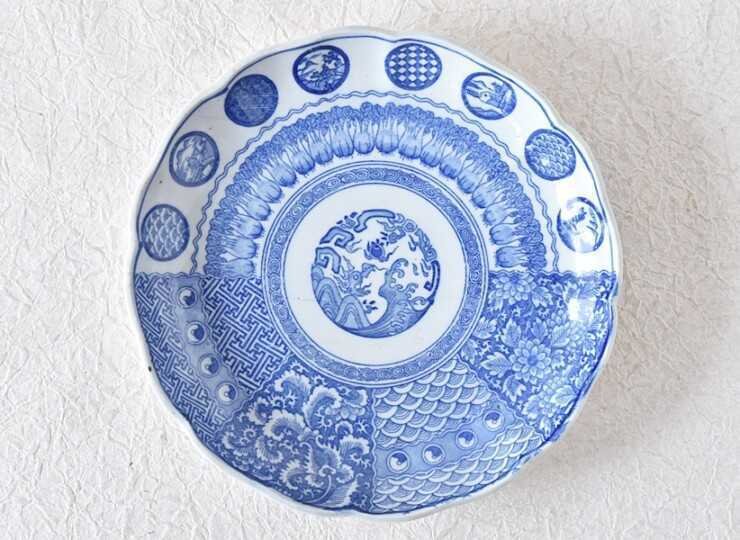 手持ちの骨董｜日常使いに使いやすい大正時代の染付印判の7寸皿｜ゆんたく