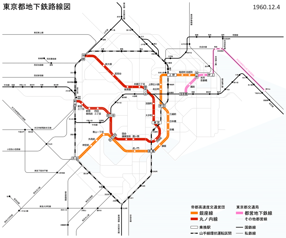 せっかくなので昔の東京の地下鉄路線図も作る｜mogref