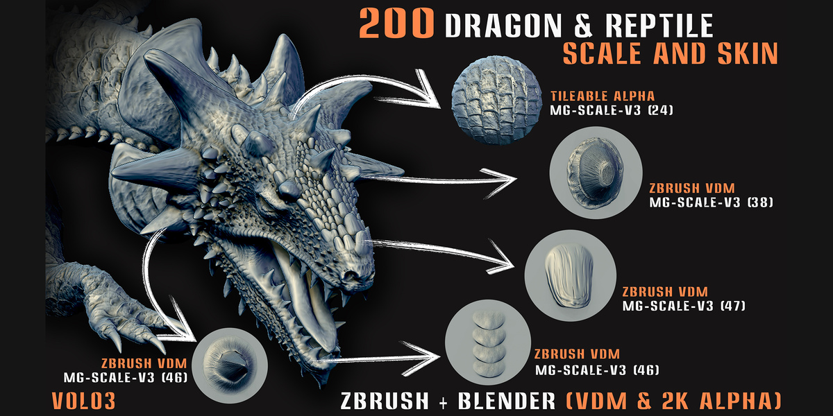 200 Dragon & Reptile Scale and Skin (VDM + Alpha) - Vol.03