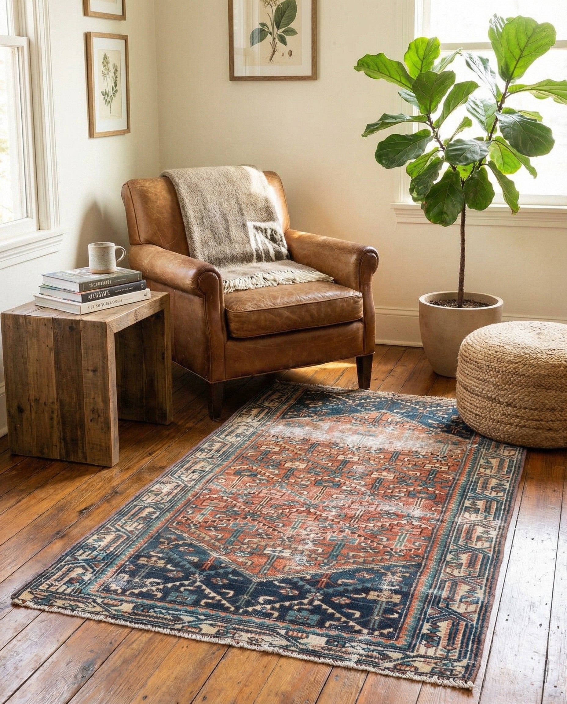 Terracotta 3' 1 x 5' 8 Hand Knotted Ultra Vintage Persian Wool Rug