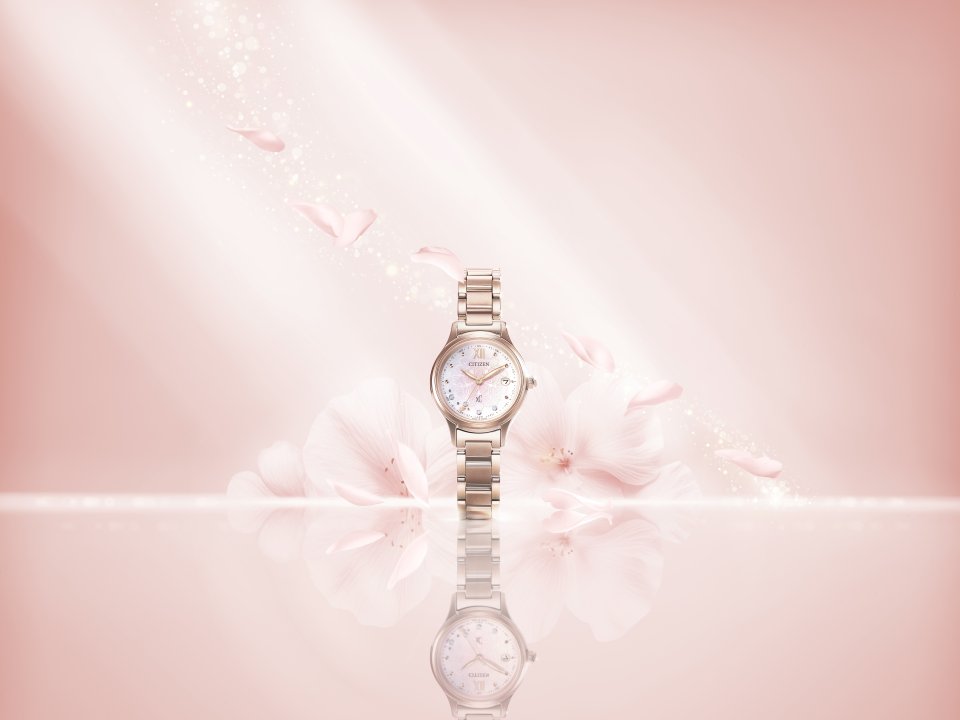 シチズン クロスシー」⼈気のhikari コレクションから、桜の花の繊細な