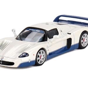 Maserati MC12 Stradale White with Blue Stripes 1/64 Diecast Model